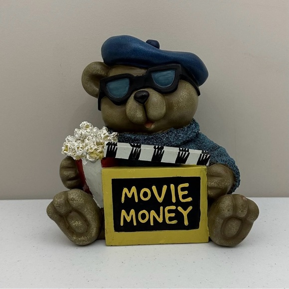 Cinematic Movie Bear Molded Vinyl Coin Bank Piggy Bank Theater Room Kitsch Decor - Picture 2 of 12